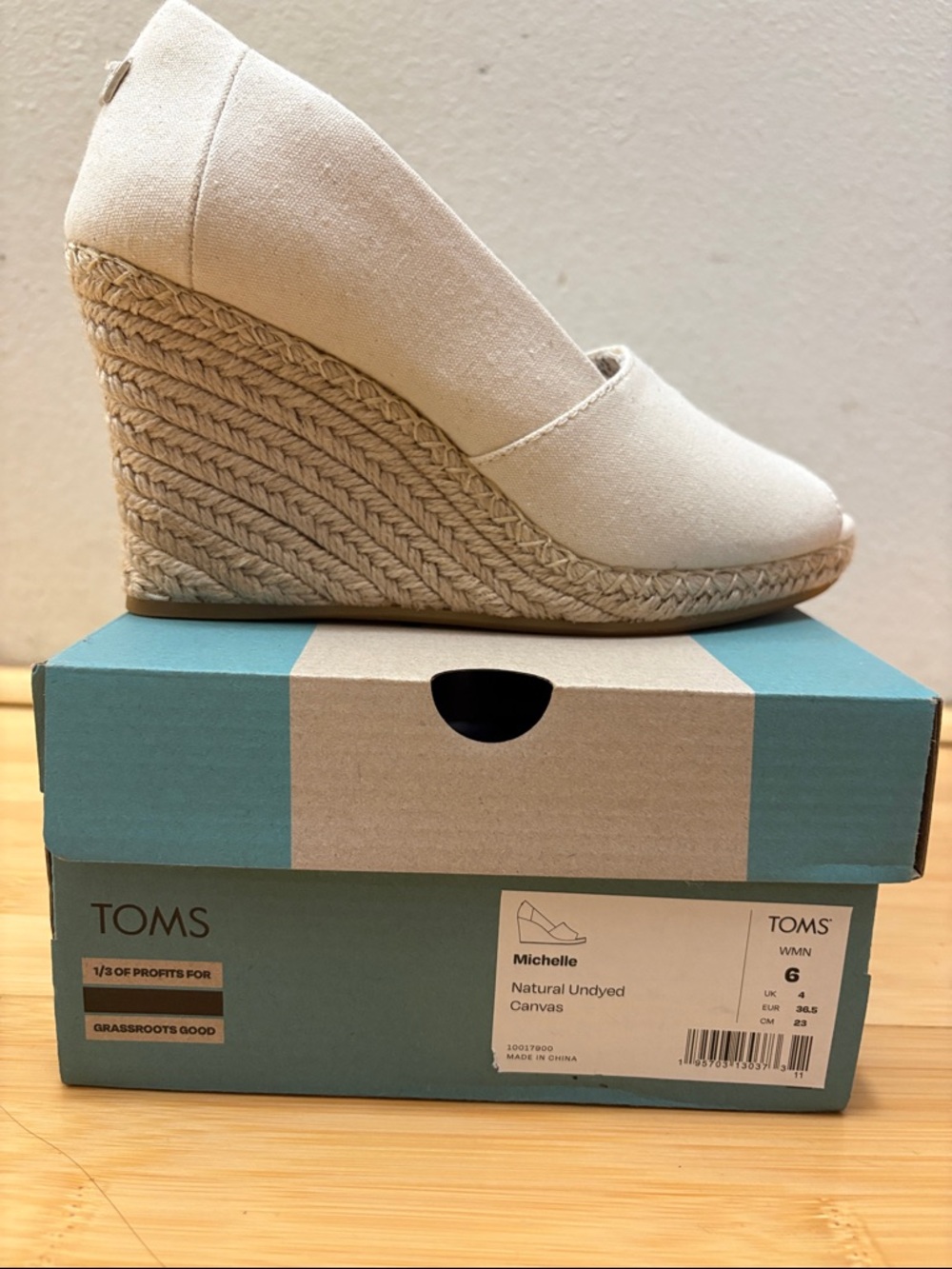 TOMS Michelle Wedge Espadrille in Natural Canvas